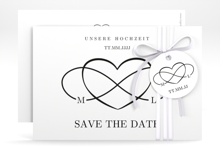 Save the Date-Karte Infinity A6 Karte quer schwarz hochglanz