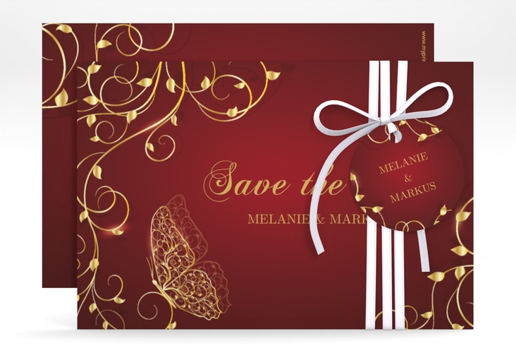 Save the Date-Karte Eternity A6 Karte quer rot hochglanz