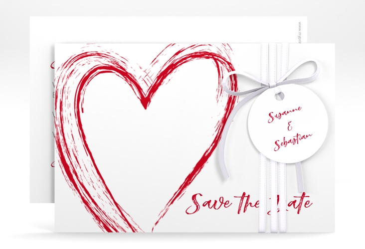 Save the Date-Karte Liebe A6 Karte quer rot