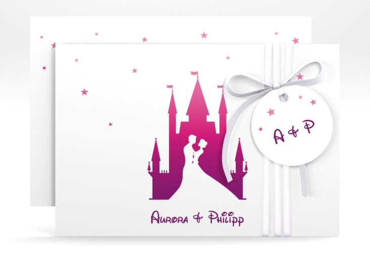 Save the Date-Karte Castle A6 Karte quer pink