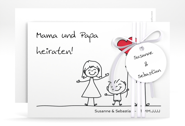 Save the Date-Karte Family A6 Karte quer weiss hochglanz