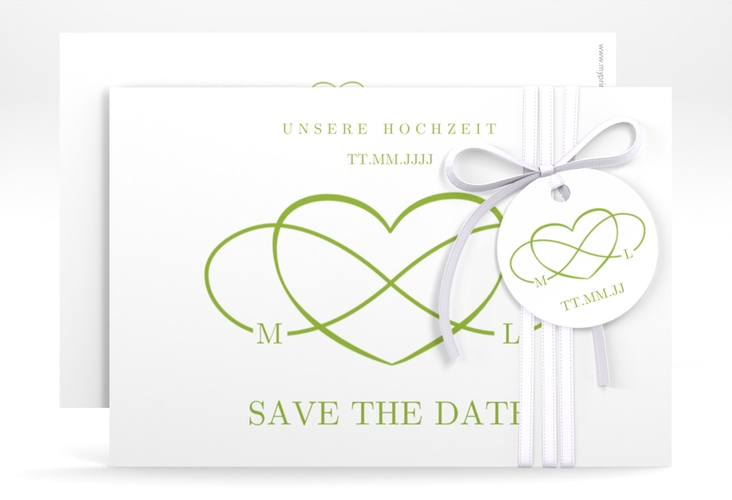 Save the Date-Karte Infinity A6 Karte quer gruen hochglanz