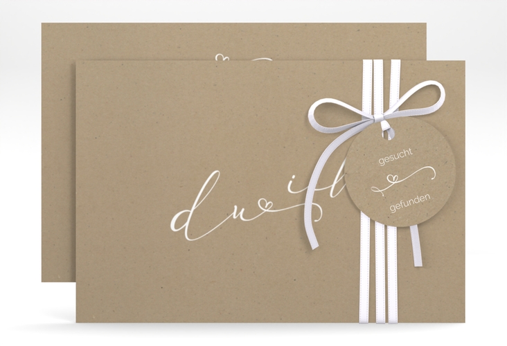 Save the Date-Karte Zweisamkeit A6 Karte quer Kraftpapier hochglanz im minimalistischen Stil mit Aufschrift du & ich