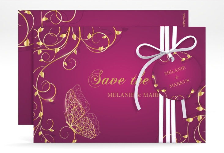 Save the Date-Karte Eternity A6 Karte quer pink hochglanz