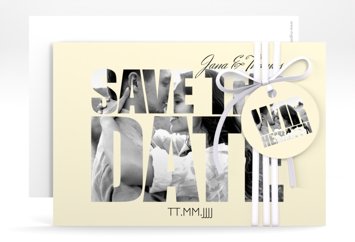 Save the Date-Karte Hochzeit Letters A6 Karte quer beige hochglanz