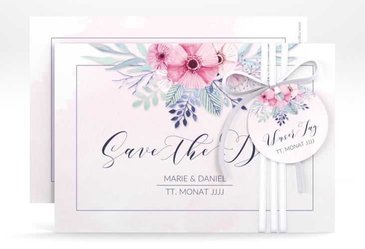 Save the Date-Karte Hochzeit Surfinia A6 Karte quer rosa hochglanz