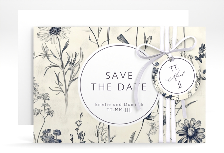 Save the Date-Karte Chinoiserie A6 Karte quer beige hochglanz