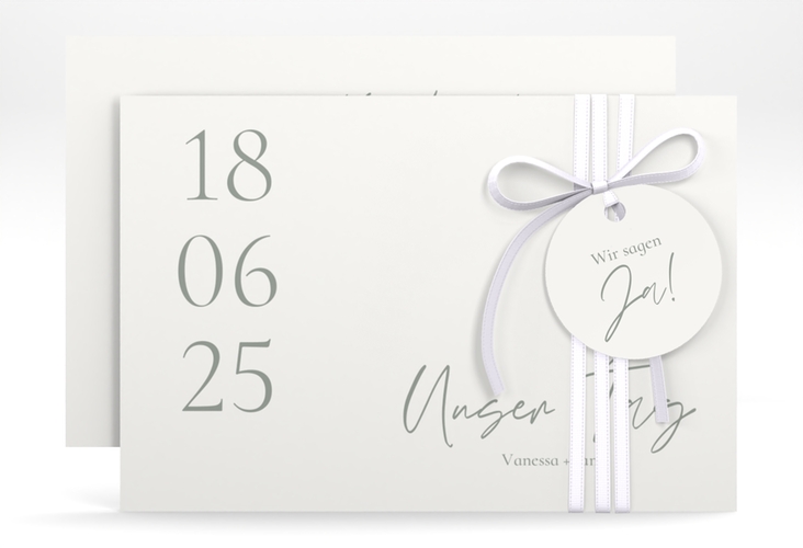 Save the Date-Karte Day A6 Karte quer weiss mit Datum im minimalistischen Design