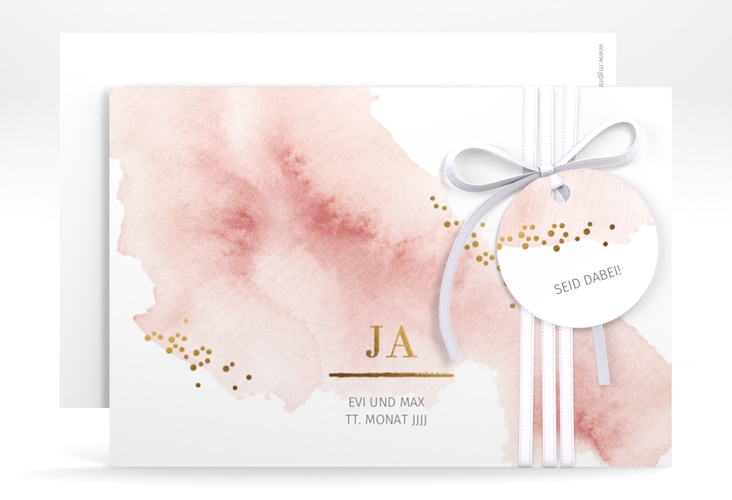 Save the Date-Karte Pastell A6 Karte quer rosa