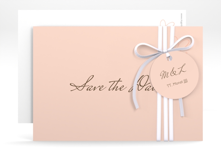 Save the Date-Karte Purity A6 Karte quer apricot hochglanz
