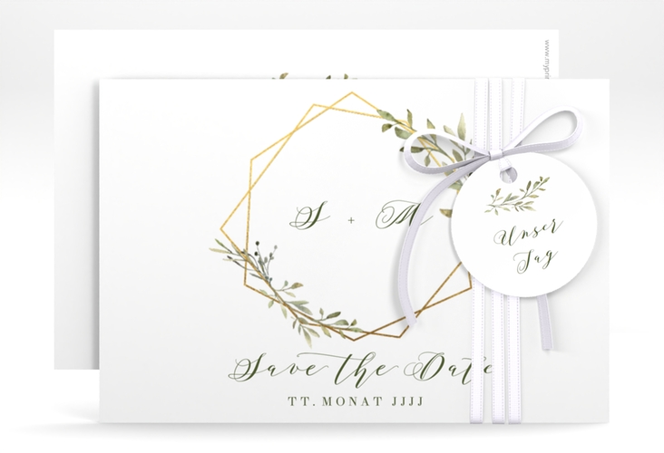Save the Date-Karte Acacia A6 Karte quer weiss hochglanz
