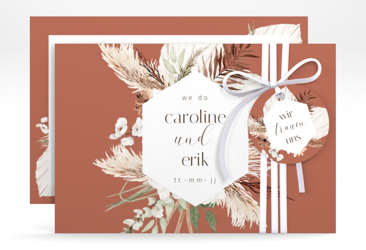 Save the Date-Karte Bohemian A6 Karte quer orange hochglanz