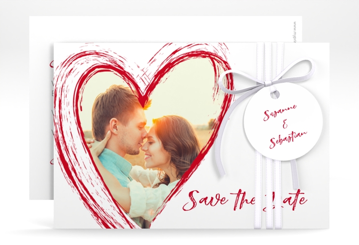 Save the Date-Karte Liebe A6 Karte quer rot