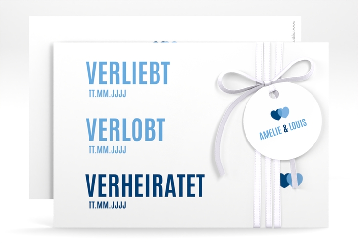 Save the Date-Karte Couple A6 Karte quer blau hochglanz