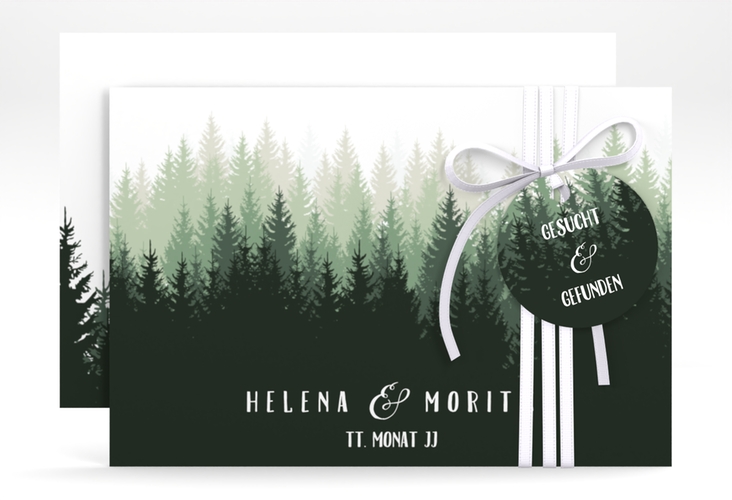 Save the Date-Karte Forest A6 Karte quer gruen hochglanz