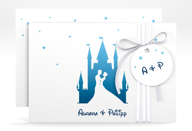 Save the Date-Karte Castle A6 Karte quer blau