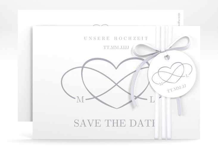 Save the Date-Karte Infinity A6 Karte quer grau hochglanz