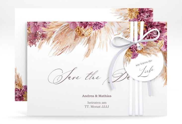 Save the Date-Karte Pampas A6 Karte quer hochglanz
