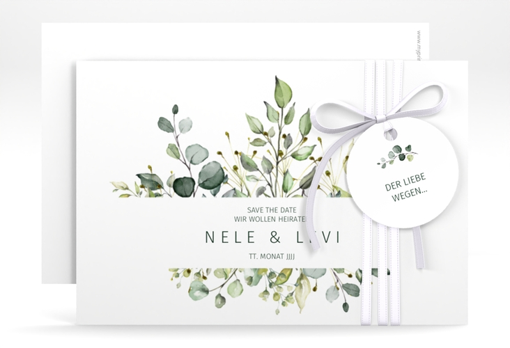 Save the Date-Karte Enchanting A6 Karte quer weiss hochglanz
