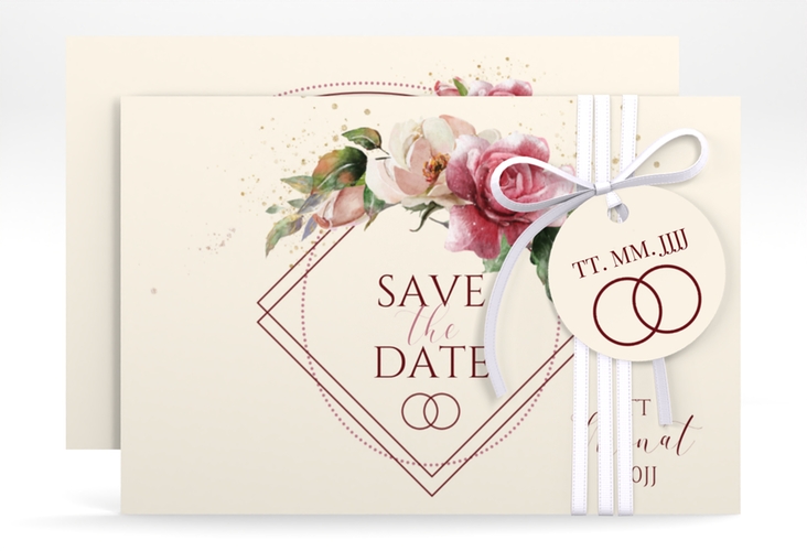 Save the Date-Karte Rosenbogen A6 Karte quer beige