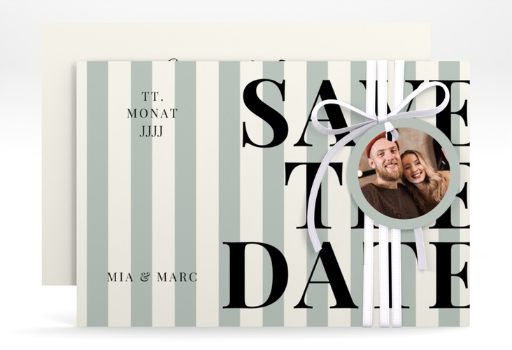 Save the Date-Karte Streifen A6 Karte quer gruen hochglanz