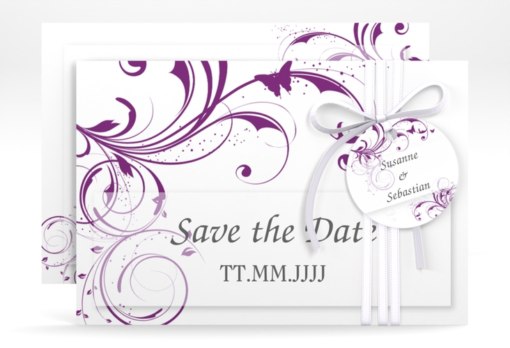 Save the Date-Karte Hochzeit Palma A6 Karte quer lila