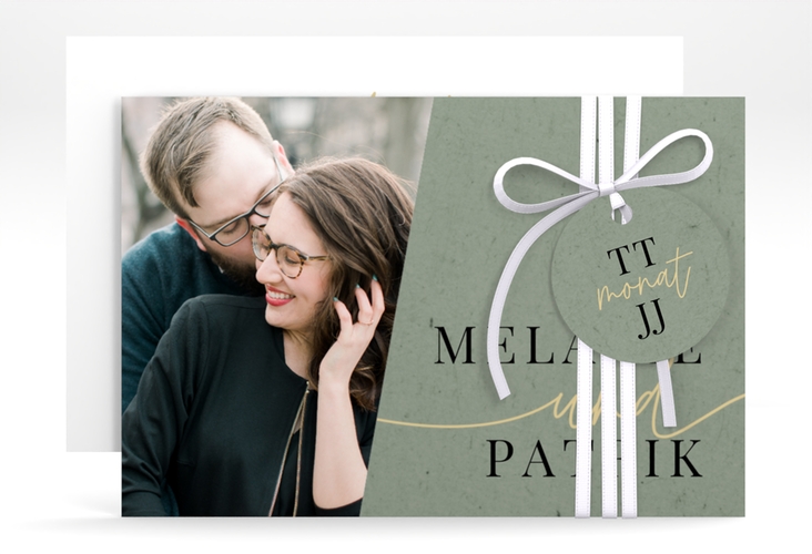 Save the Date-Karte Leichtigkeit A6 Karte quer gruen hochglanz