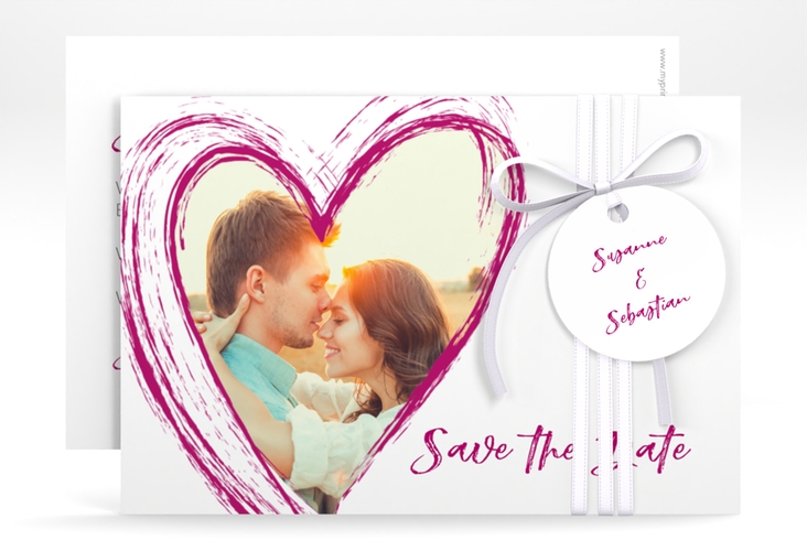 Save the Date-Karte Liebe A6 Karte quer pink hochglanz