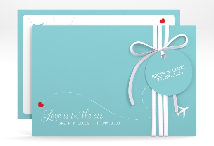 Save the Date-Karte Weddingpass A6 Karte quer blau hochglanz