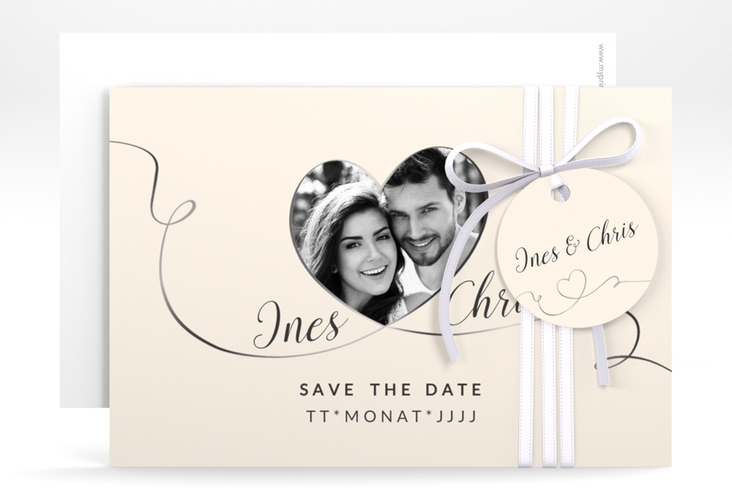 Save the Date-Karte Hochzeit Dolce A6 Karte quer beige hochglanz