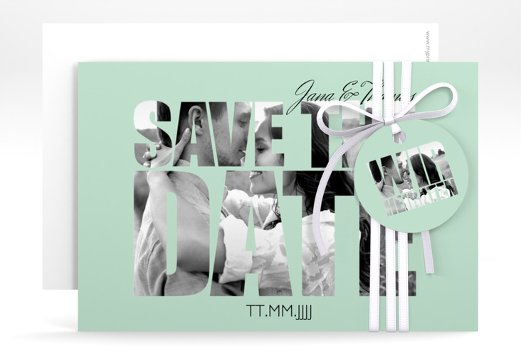 Save the Date-Karte Hochzeit Letters A6 Karte quer mint hochglanz