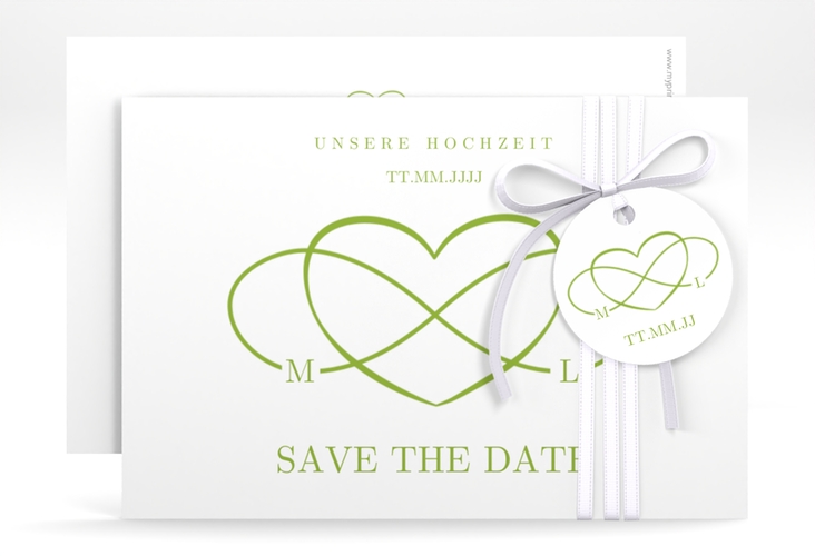 Save the Date-Karte Infinity A6 Karte quer gruen hochglanz