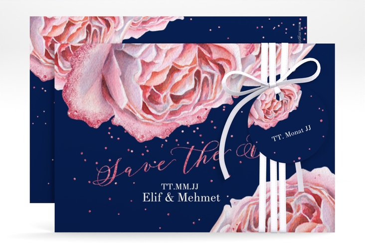 Save the Date-Karte Cherie A6 Karte quer rosa hochglanz