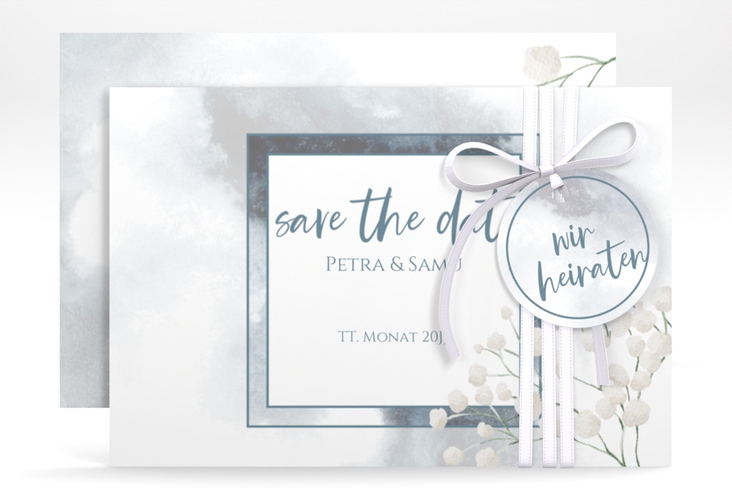 Save the Date-Karte Winter A6 Karte quer mit Schleierkraut