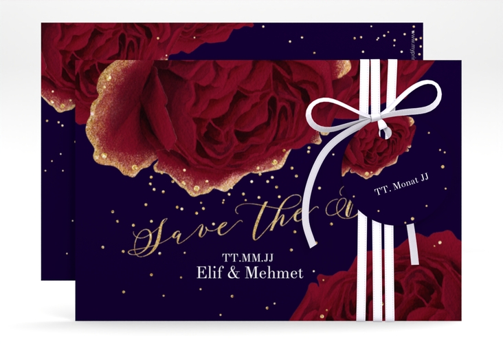 Save the Date-Karte Cherie A6 Karte quer schwarz hochglanz