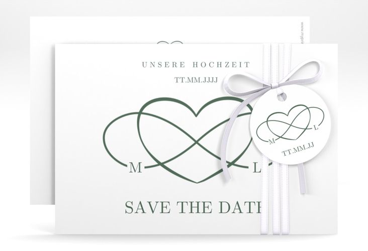 Save the Date-Karte Infinity A6 Karte quer gruen hochglanz
