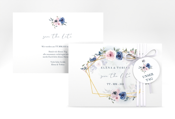 Save the Date-Karte Dustyblue A6 Karte quer