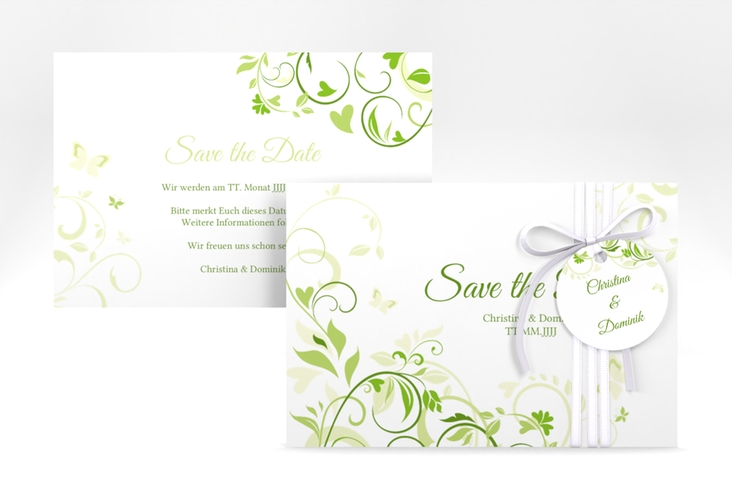 Save the Date-Karte Lilly A6 Karte quer gruen hochglanz