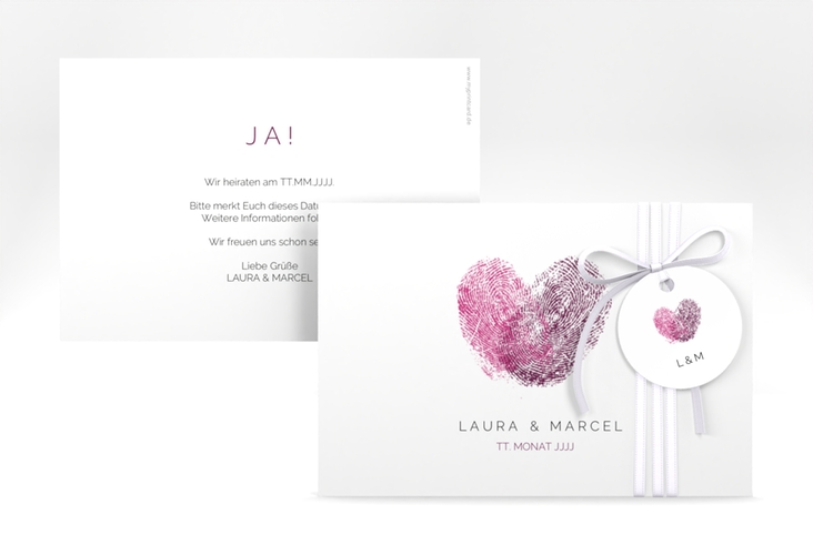 Save the Date-Karte Fingerprint A6 Karte quer schlicht mit Fingerabdruck-Motiv