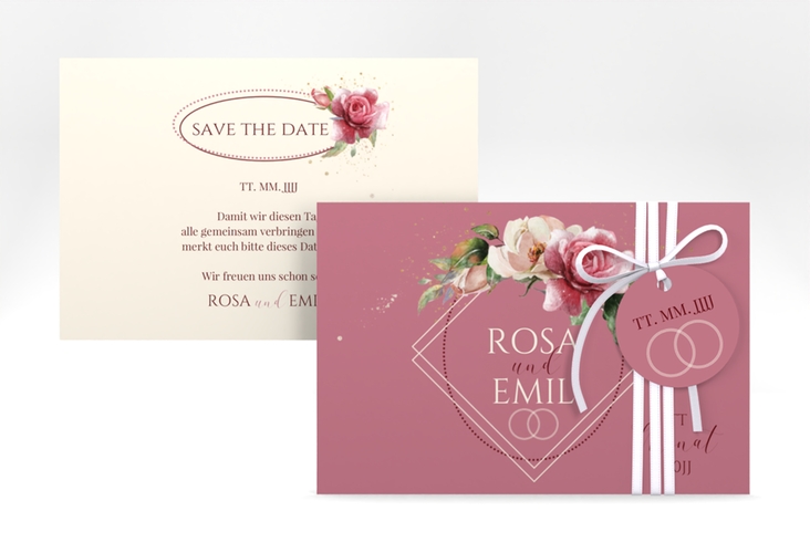 Save the Date-Karte Rosenbogen A6 Karte quer rosa