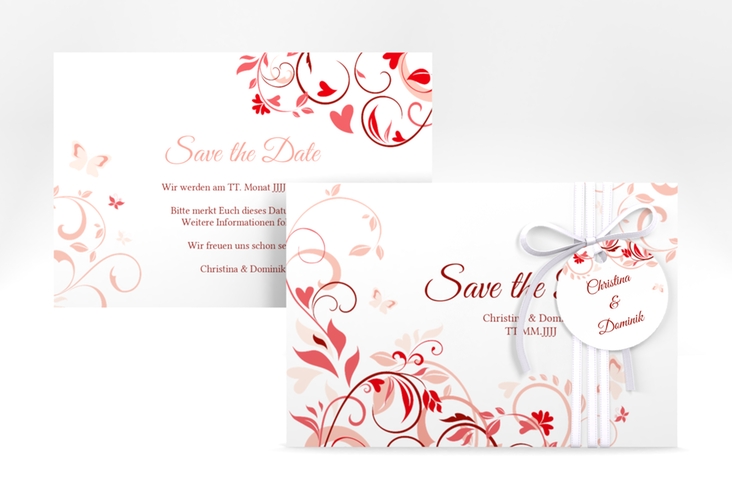 Save the Date-Karte Lilly A6 Karte quer rot