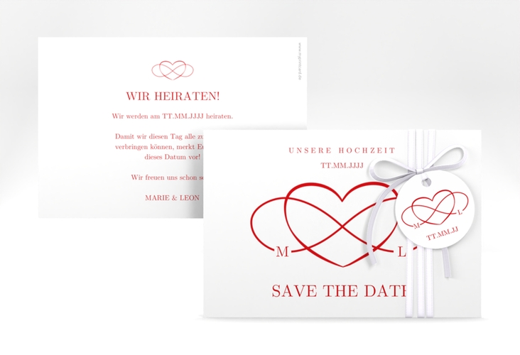 Save the Date-Karte Infinity A6 Karte quer rot hochglanz