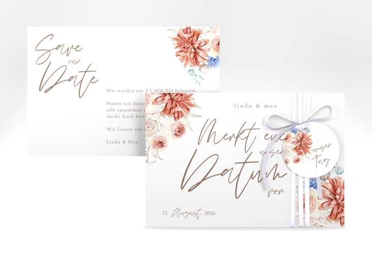 Save the Date-Karte Flowercloud A6 Karte quer bunt hochglanz