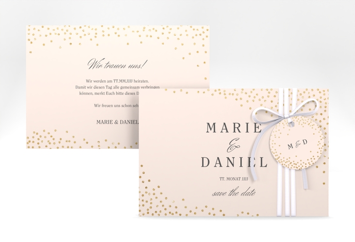 Save the Date-Karte Glitter A6 Karte quer rosa hochglanz