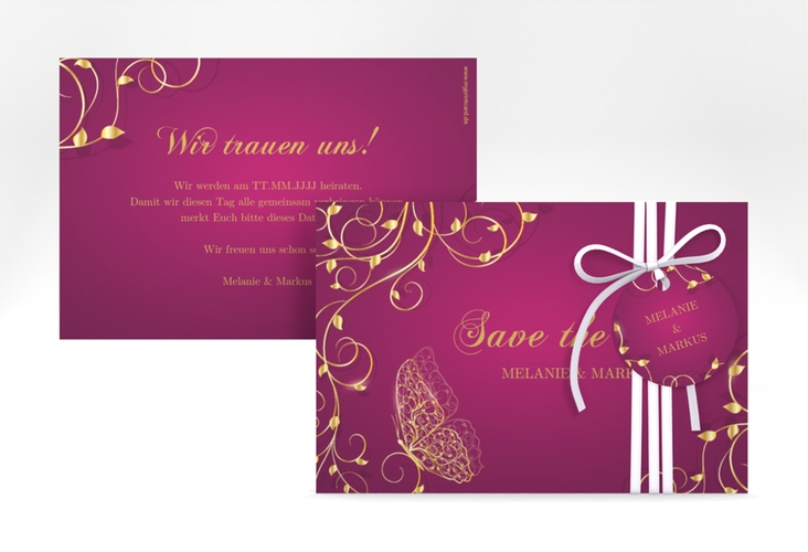 Save the Date-Karte Eternity A6 Karte quer pink hochglanz