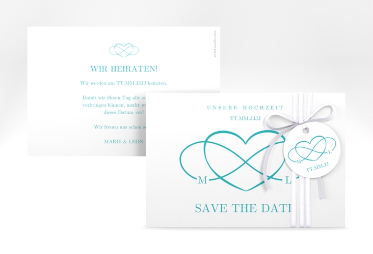 Save the Date-Karte Infinity A6 Karte quer tuerkis hochglanz