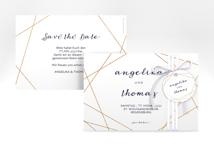 Save the Date-Karte Asymmetry A6 Karte quer weiss