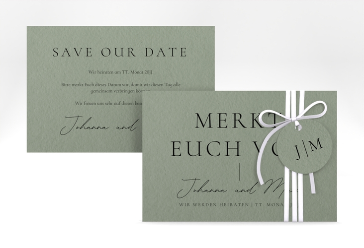 Save the Date-Karte Hochzeitsfreude A6 Karte quer gruen hochglanz