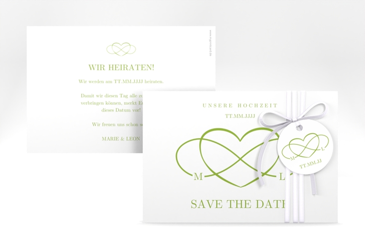 Save the Date-Karte Infinity A6 Karte quer gruen hochglanz