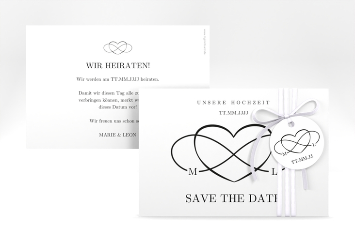 Save the Date-Karte Infinity A6 Karte quer schwarz hochglanz
